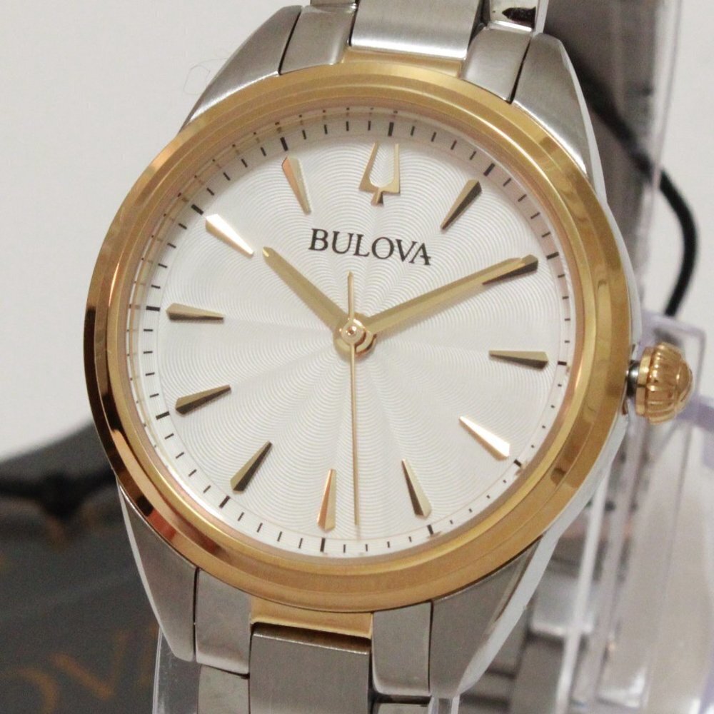Bulova Ladies Sutton Classic Quartz Watch Two Tone Silver Dial 28mm - Picture 10 of 14